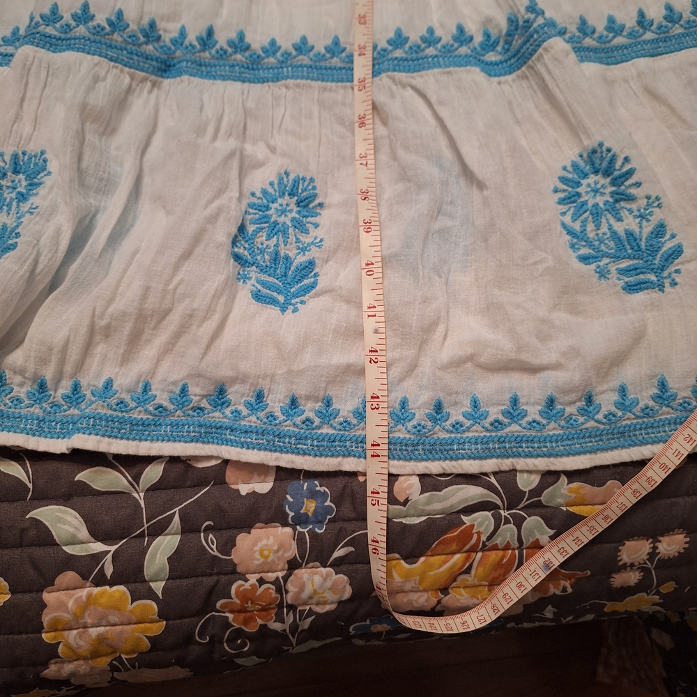 Soft Surroundings 100% Cotton White and Blue Embroidered Midi Juniper Dress - Picture 7 of 13